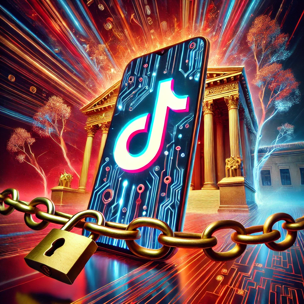 tiktok logo bursting from the supreme court